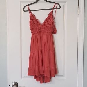 Beautiful summer dressed with crochet detailing in gauze bodice open back